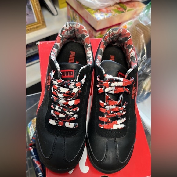 Puma Roma Catsplat Jr Black-High Risk Red - Picture 1 of 5